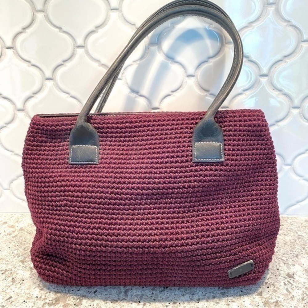 THE‎ SAK Plum Crochet Double Strap Handbag